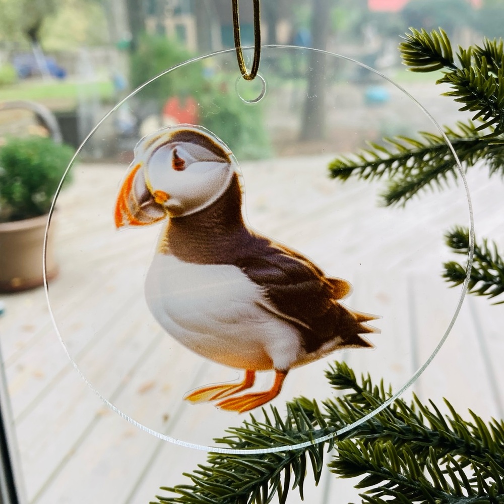 Puffin Christmas ornament double sided